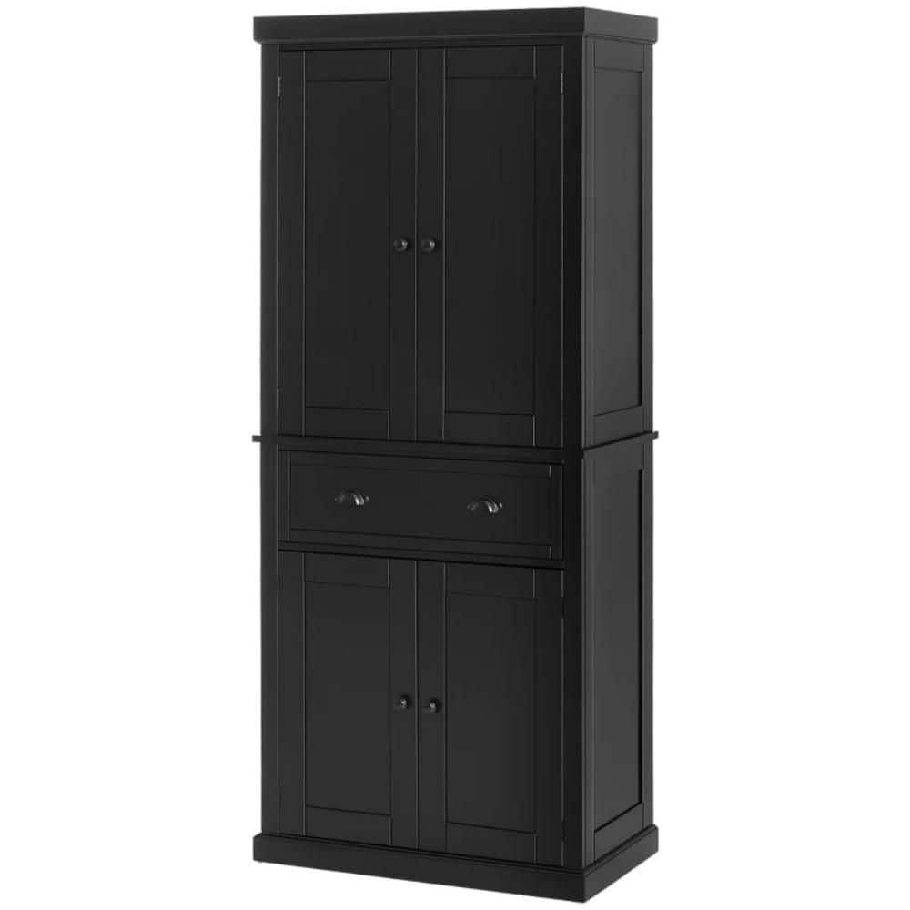 Black 72.5 in. H Farmhouse Storage Cabinet with 2 Doors, Adjustable Shelves and Drawer