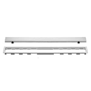 Kerdi-Line Brushed Stainless Steel 39-3/8 in. Closed Grate Assembly with 3/4 in. Frame
