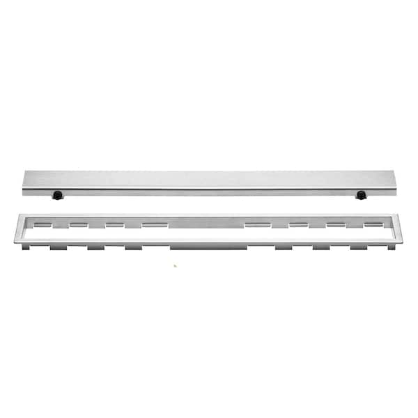 Schluter Kerdi-Line Brushed Stainless Steel 55-1/8 in. Closed Grate Assembly with 3/4 in. Frame