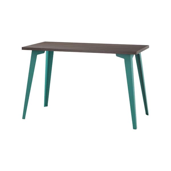 Mid Century Modern Desk, 48 in. W, Rectangle Desk, Teal / Trail Walnut