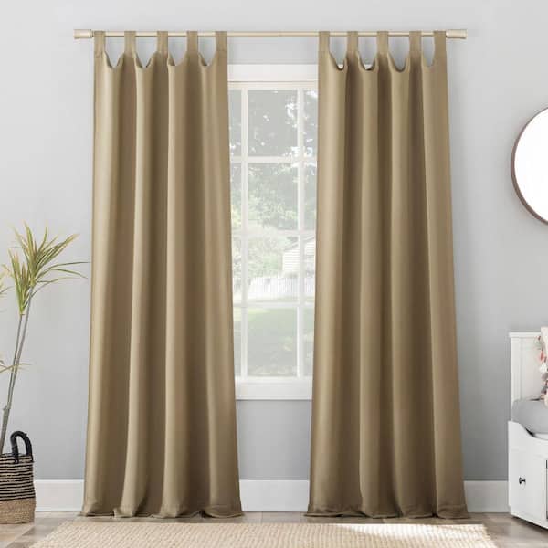 Gavin Energy Saving Taupe Polyester 40 in. W x 63 in. L Tab Top Blackout Curtain (Single Panel)