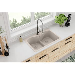 Quartz Classic  33in. Drop-in 2 Bowl  Putty Granite/Quartz Composite Sink Only and No Accessories