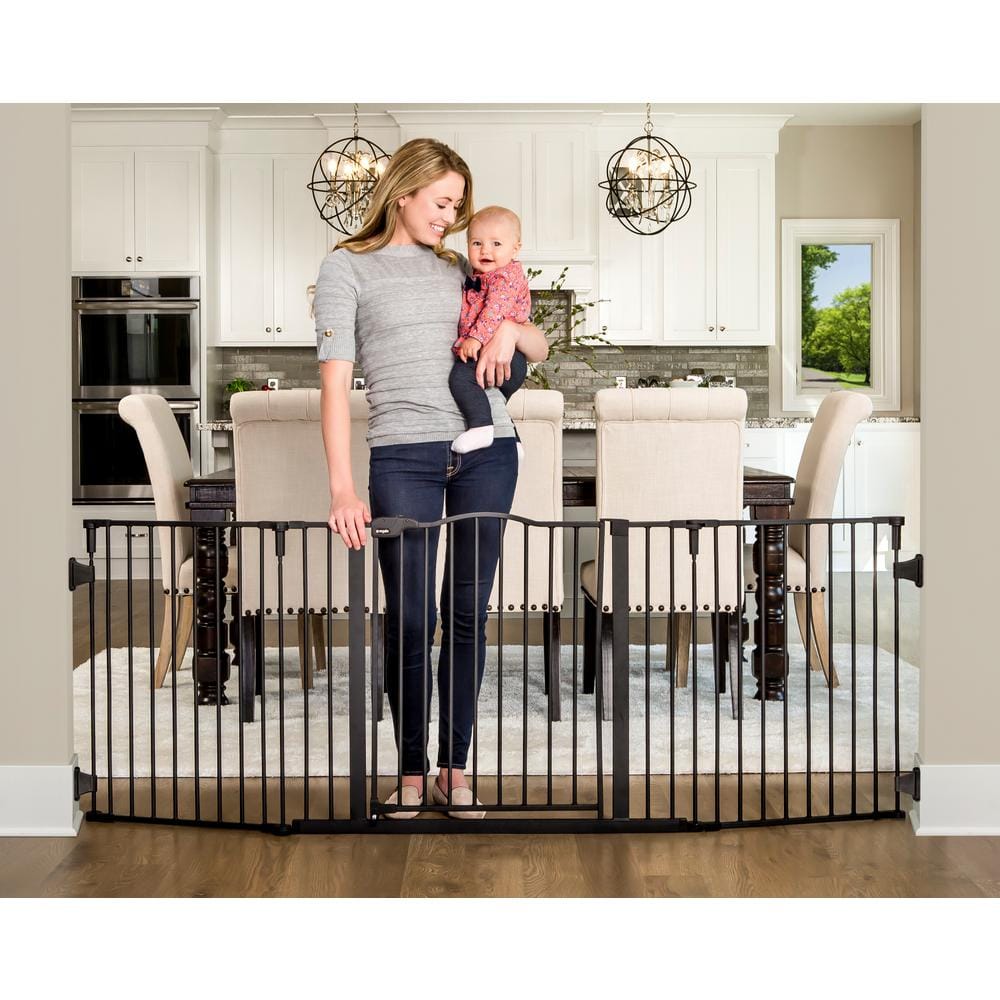 Black Steel Widespan Safety Gate with Walk-Through Door