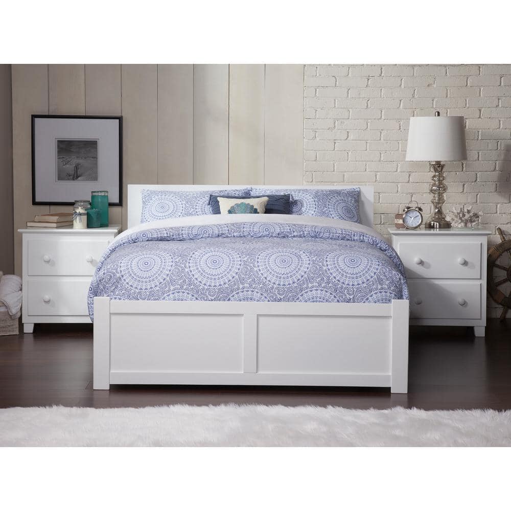 Orlando Queen White Eco-Friendly Hardwood Bed with Storage Drawers