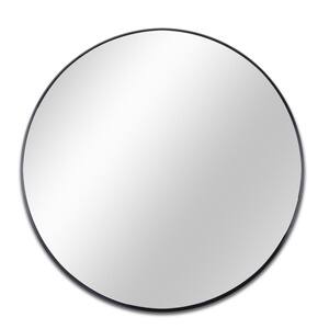 39 in. W x 39 in. H Round Aluminium Framed Wall Bathroom Vanity Mirror in Black