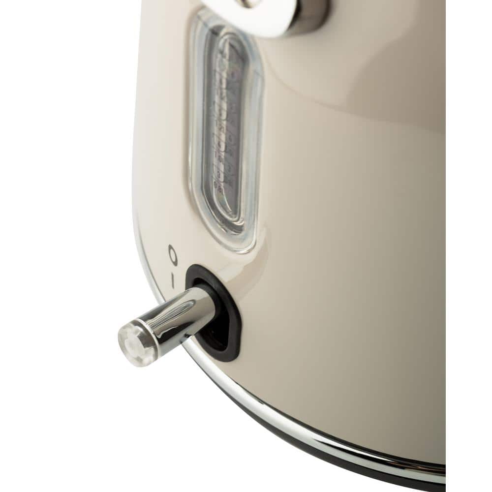 Putty Beige Stainless Steel Electric Kettle with Temperature Gauge