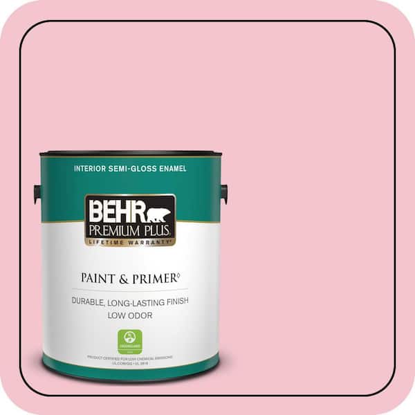 BEHR PREMIUM PLUS 1 gal. #P150-2 Energetic Pink Semi-Gloss Enamel Low Odor Interior Paint & Primer