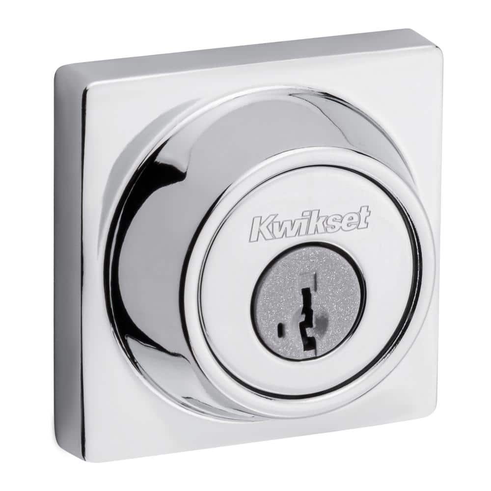 Kwikset 660 Contemporary Square Satin Nickel Single Cylinder Deadbolt  featuring SmartKey Security and Microban Technology 660SQT15SMTRCK3 The  Home Depot