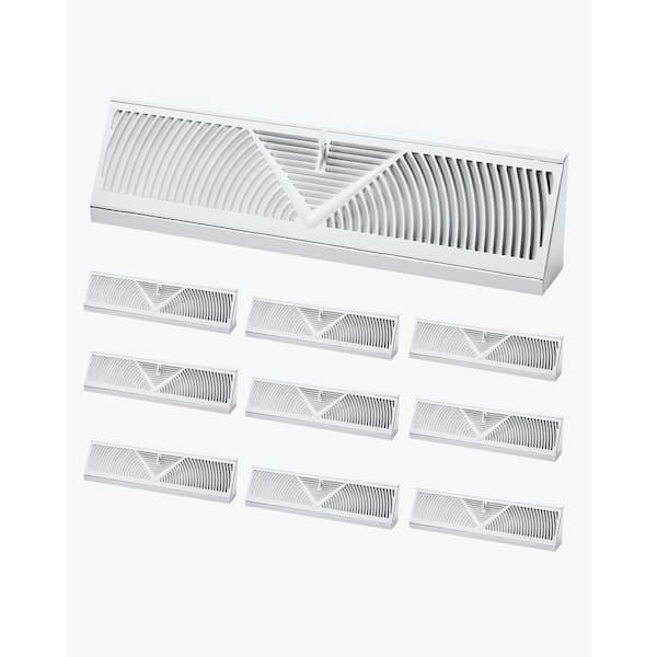 Floor Registers 18 in. x 5 in. Steel Diffuser Register in White 10-Pack Baseboard Registers Heavy-Duty Floor Vents