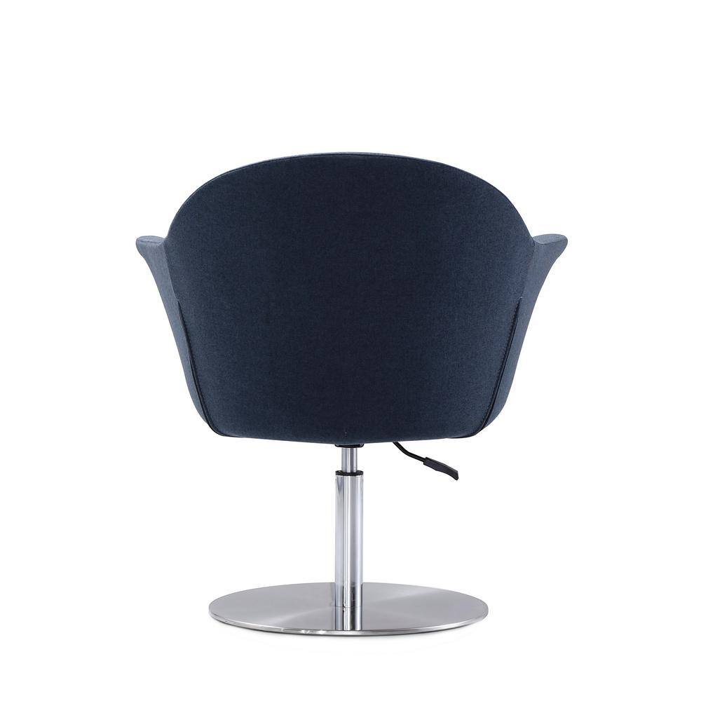Smokey Blue Metal Swivel Accent Chair with Adjustable Height