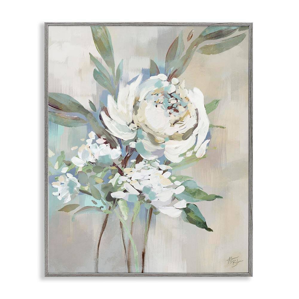 Antique Rose and Baby's Breath by Nina Blue Gray Framed Nature Giclee Art Print 14 in. x 11 in. price history on PriceWatchPro