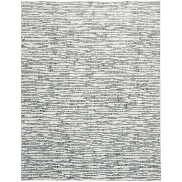 Gray, Ivory 3 ft. x 5 ft. Striped Area Rug