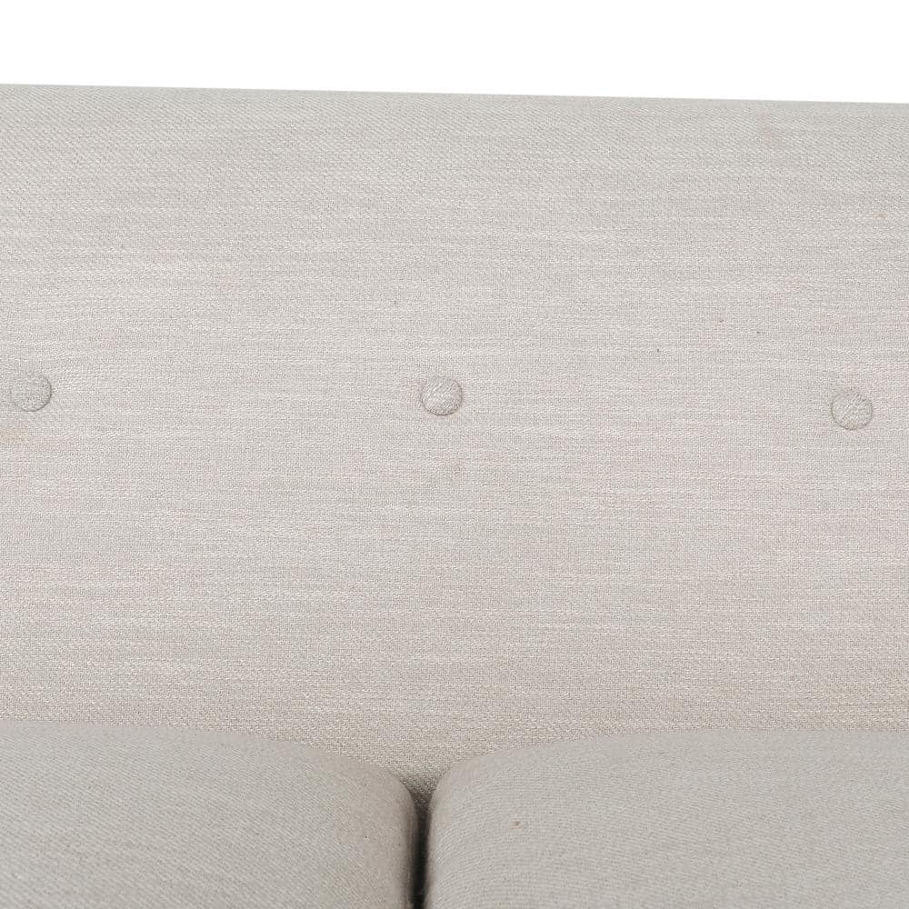 Beige Polyester Tufted 3-Seater Lawson Sofa with Espresso Wood Legs
