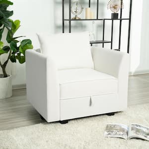 25.03 in. W Modern Faux Leather Middle Module for Customizable Sectional Sofa Couch Accent Armless Chair in Bright White