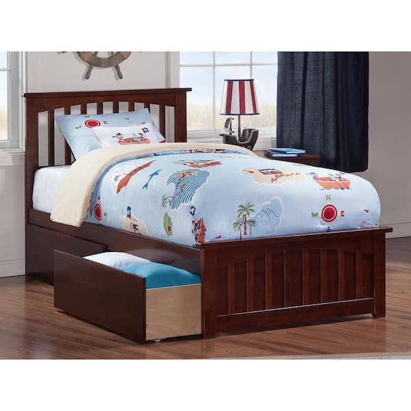 AFI Mission Walnut Twin Solid Wood Storage Platform Bed With Matching ...