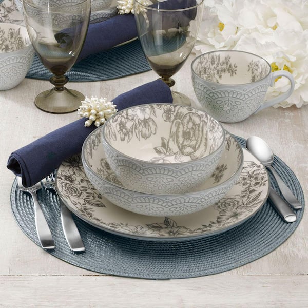 Gabriela 16-Piece Casual Gray Stoneware Dinnerware Set (Set for 4)