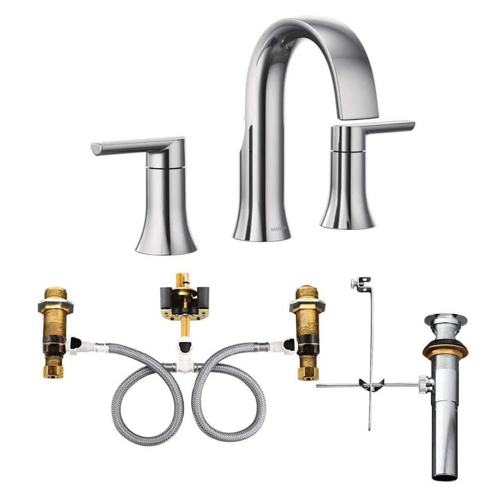Sleek Modern Chrome Widespread Bathroom Faucet with Dual Handles