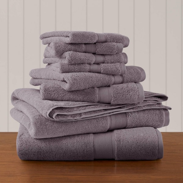MADISON PARK Signature 800GSM 8-Piece Light Purple Ultra-Soft 100% Cotton Absorbent Bath Towel Set