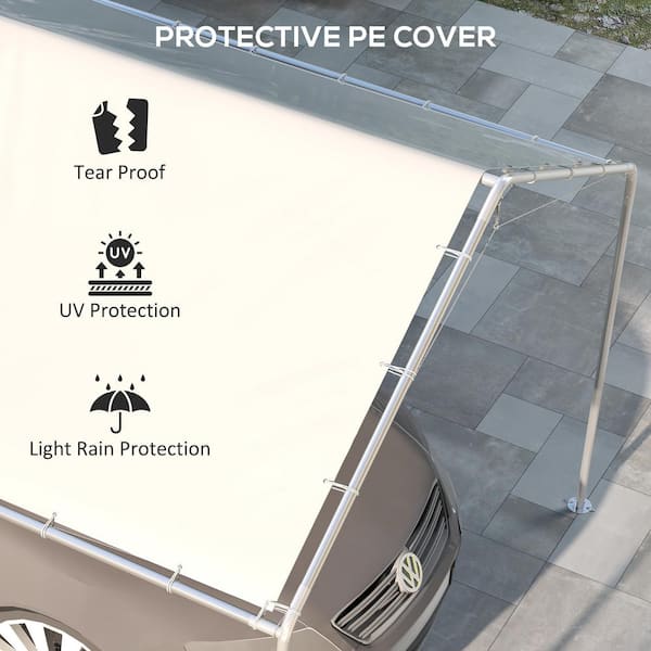 Outsunny 10 ft. x 20 ft. PE White Gray Carport Replacement Top 84C