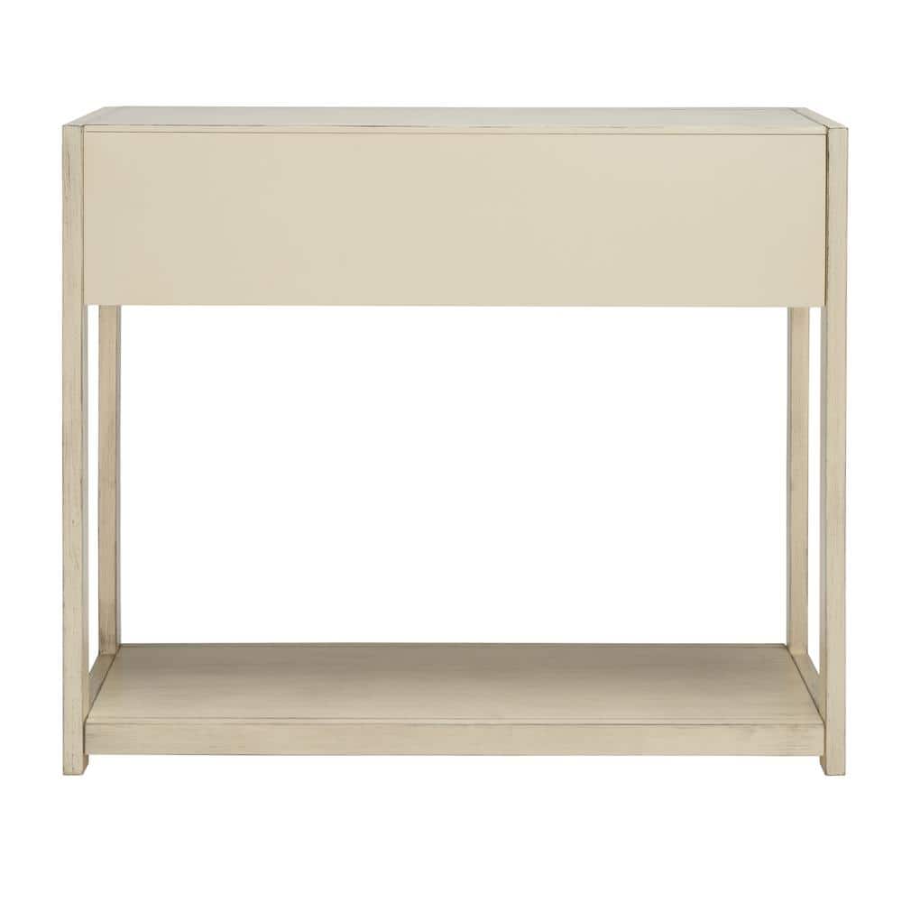 Antique White Wood and Metal Console Table with Storage