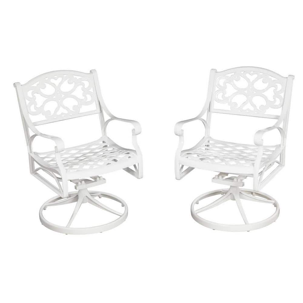 Sanibel Cast Aluminum White Outdoor Swivel Rocking Chair