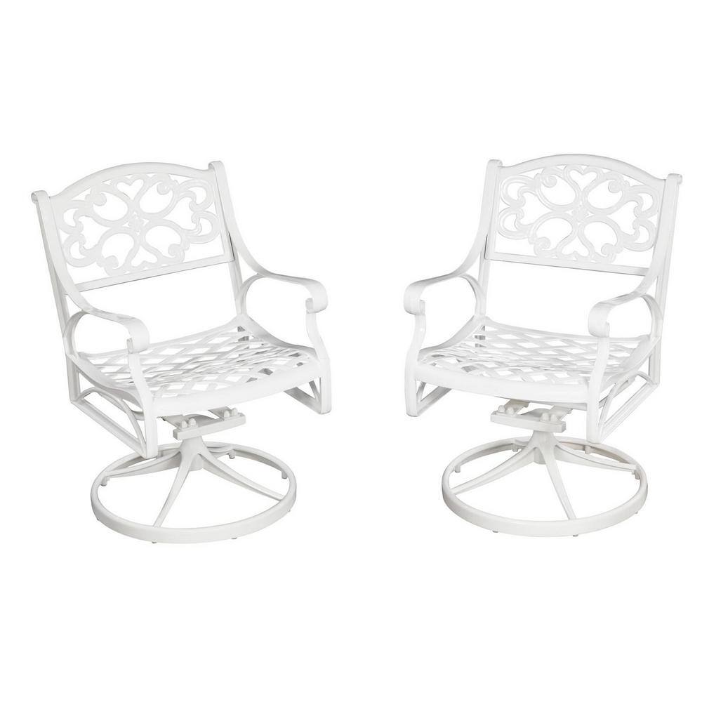 Sanibel White Aluminum 7 Piece Outdoor Dining Set with Green Cushions
