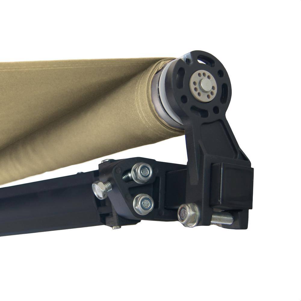 Ivory Motorized Retractable Patio Awning with Black Frame