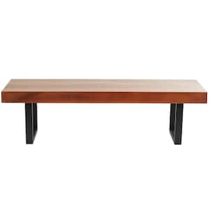 Brown Dining Bench with Black Metal Legs 16 in. x 55 in. x 16 in.