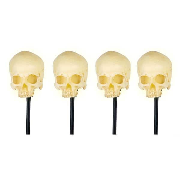 15 in. Blow Molded Skull Pathway Markers with LED Illumination (Set of 4)