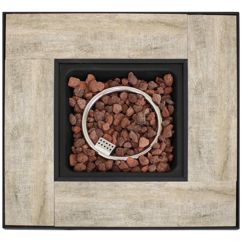 Brown Metal Propane Gas Fire Pit Table with Tile Top