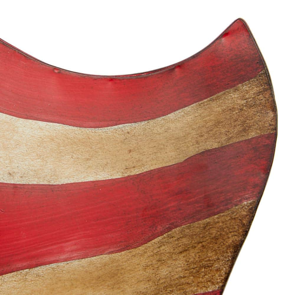 Vintage Red and Blue Iron American Flag Wall Sculpture