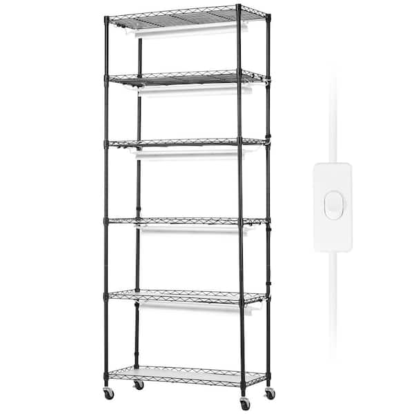 DIY Plant Stand with Grow Light, 6-Tier Large Tall Shelf, 192W 5000K Full Spectrum, Wheels for Indoor Seed Starting
