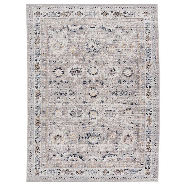 VIBE BY JAIPUR LIVING Herena Gray/Dark Blue 5 ft. x 8 ft. Transitional Rectangle Area Rug
