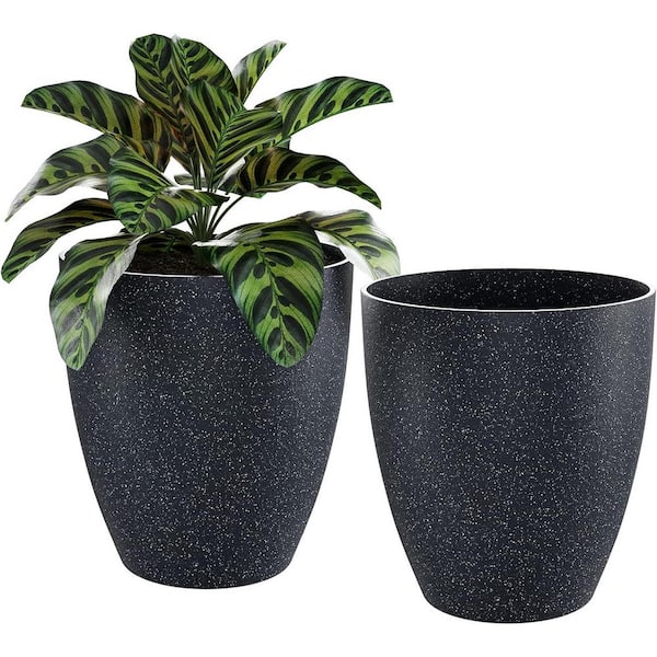 ITOPFOX Modern 15 in. L x 10 in. W x 10 in. H Grey Ceramic Round Indoor/Outdoor Planter (2-Pack)