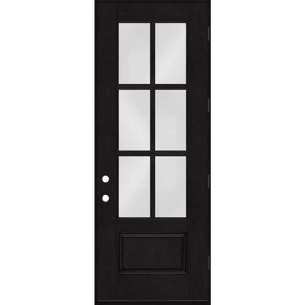 Steves & Sons Regency 36 in. x 96 in. 3/4-6 Lite Clear Glass LHOS Onyx Stained Fiberglass Prehung Front Door