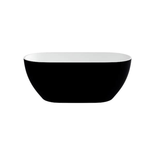 Philip 59 in. x 30 in. Freestanding Soaking Bathtub with Center Drain in Matte Black