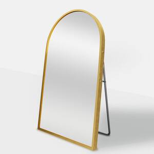 39 in. W. x 67 in. H Full Length Arched Free Standing Body Mirror, Metal Framed Wall Mirror, Large Floor Mirror in Gold