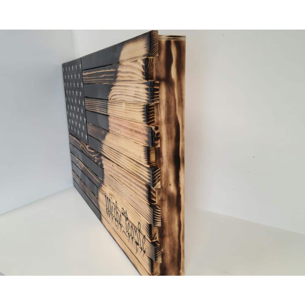 Large Burnished American Flag Wall Hanging with Secret Compartments