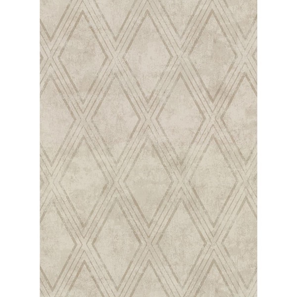 Warner Dartmouth Taupe Faux Plaster Geometric Taupe Wallpaper Sample