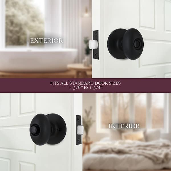 Beale Matte Black Privacy Bed/Bath Door Knob
