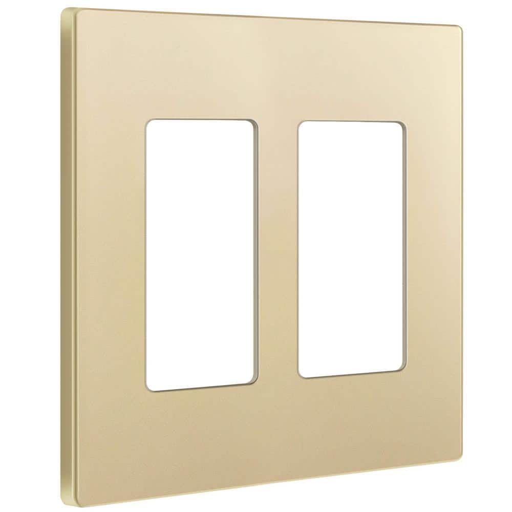 Gold 2-Gang Screwless Decorator Wall Plate
