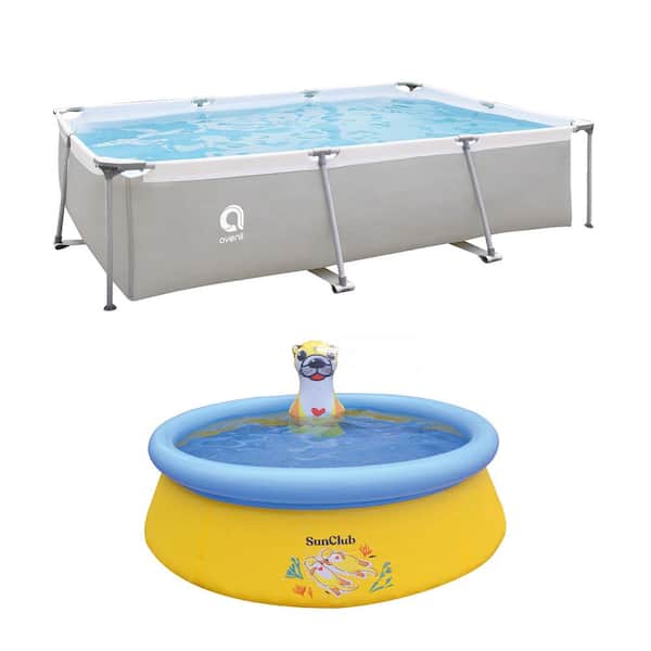 JLeisure 10 ft. x 6.5 ft. Rectangular Steel Frame and Sea Otter Swimming Pool (2-Pack)