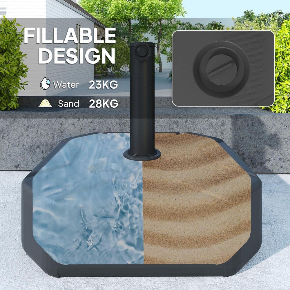 Black HDPE Plastic Fillable Patio Umbrella Base Holder