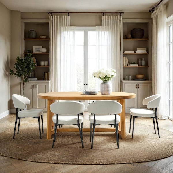 Nash 7-Piece Oval White Oak MDF Top Dining Room (Seats-6)