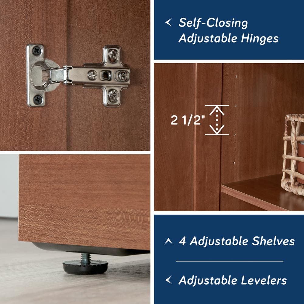 Sienna Oak Tall Engineered Wood Storage Cabinet