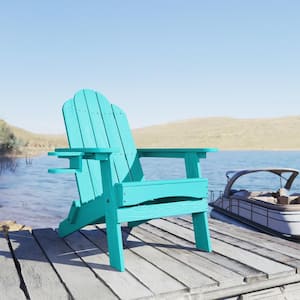 Phillida Aruba Blue Recycled Plastic Weather Resistant Reclining Outdoor Adirondack Chair Patio Fire Pit Chair(2pack)