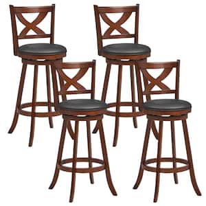Espresso 30 in. Swivel Wooden Bar Stools Set of 4 Bar Height Chairs withHigh Backrest
