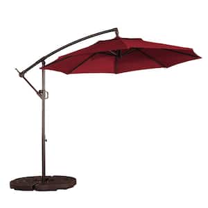 10 ft. Outdoor Cantilever Hanging Patio Umbrella Waterproof and UV Resistant in Burgundy