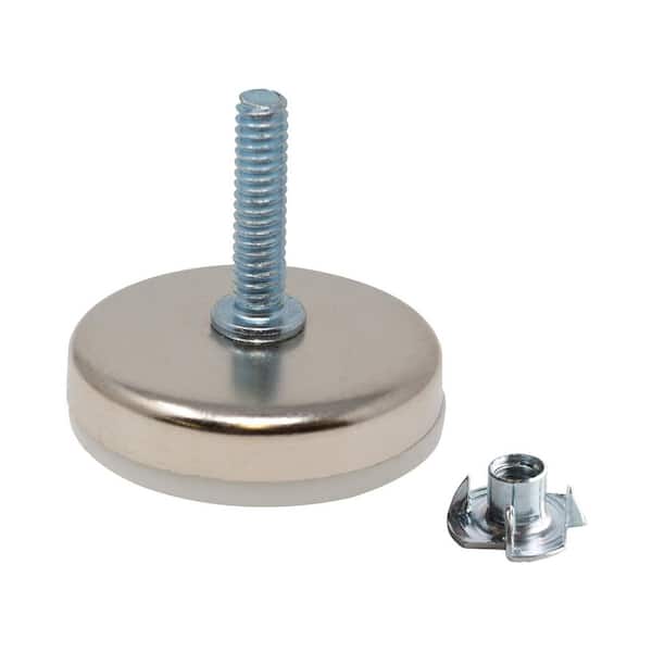 (100-Pack) Titan Nickel-White Base 1/4-20 Thread x 1 in. L Stem Furniture Replacement Leveler with Insert Pro Pack