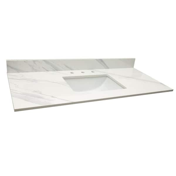 A A Surfaces Calacatta Lumas 49 in. W x 22 in. D Engineered Marble